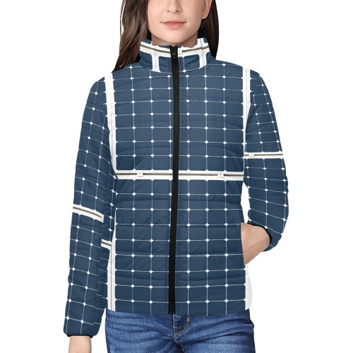 Solar Technology Power Panel Image Cell Energy Women's Stand Collar Padded Jacket (Model H41)