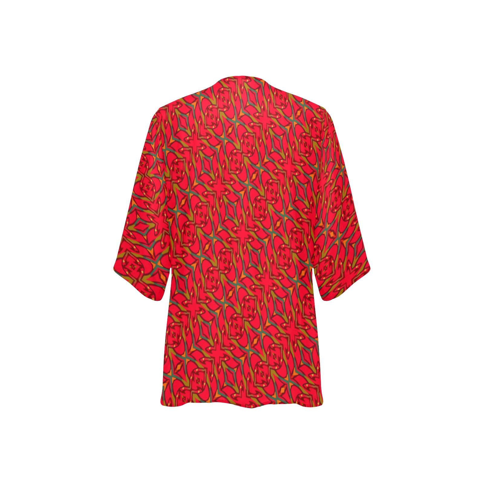 Ornamental fucsia eclectic 4 Women's Kimono Chiffon Cover Ups (Model H51)