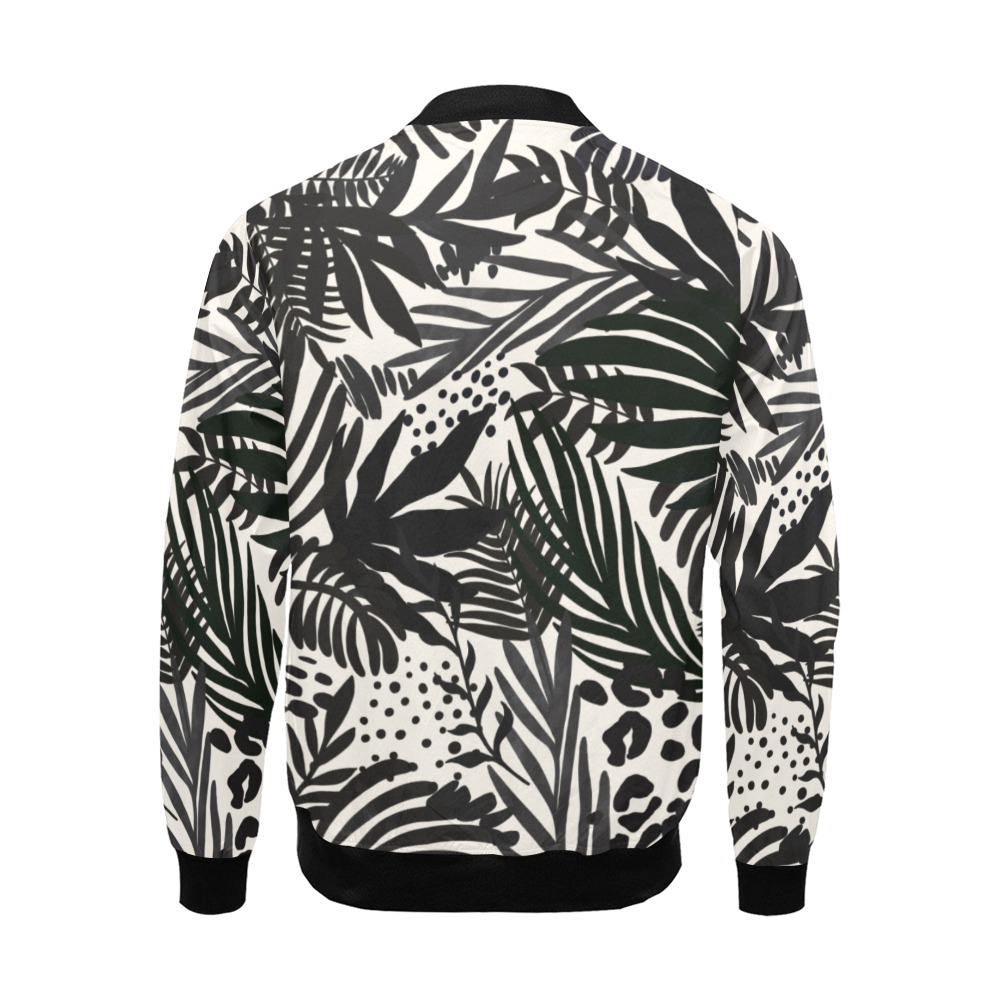 Wild_abstract_jungle_on_black_P All Over Print Bomber Jacket for Men (Model H19)