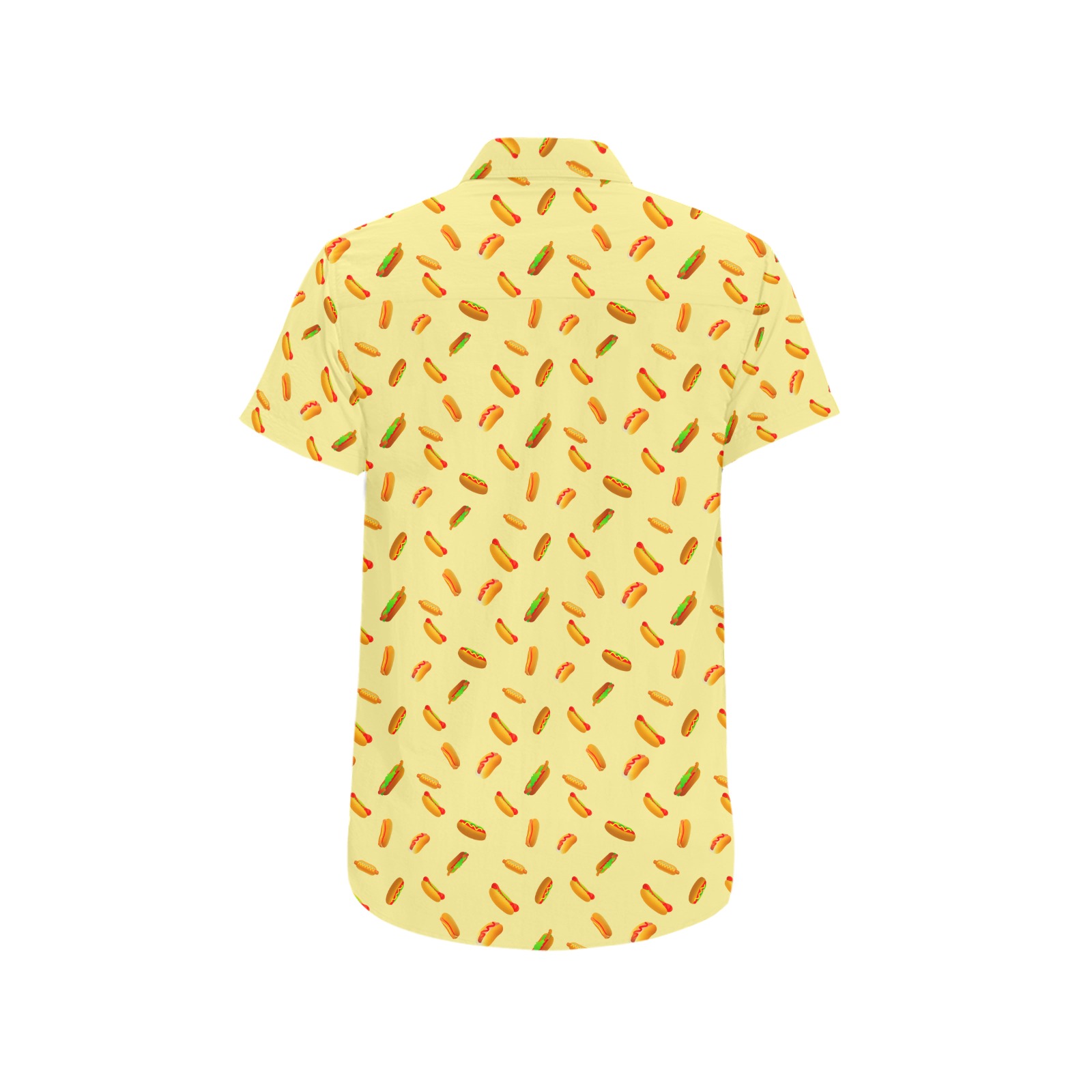 Hot Dog Pattern on Yellow Men's All Over Print Short Sleeve Shirt (Model T53)