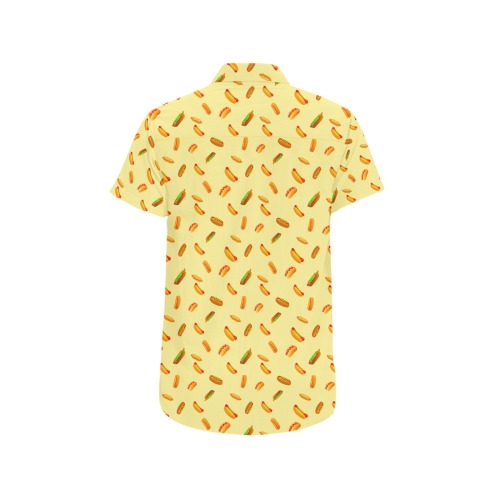 Hot Dog Pattern on Yellow Men's All Over Print Short Sleeve Shirt (Model T53)