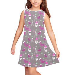 Ziz Christmas Design Girls' Sleeveless Dress (Model D58)