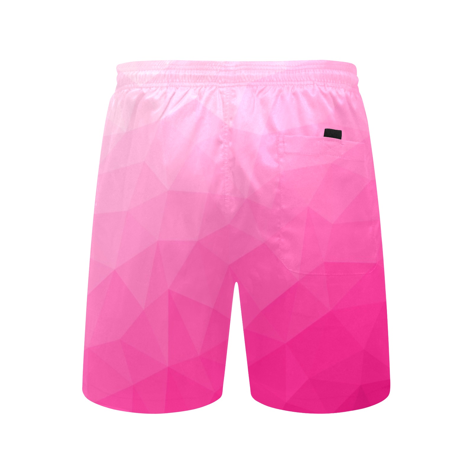 Hot pink gradient geometric mesh pattern Men's Mid-Length Beach Shorts (Model L51)