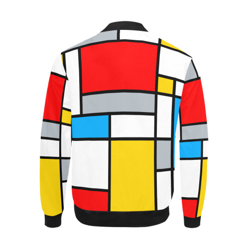 Mondrian Style Color Composition Geometric Retro Art All Over Print Bomber Jacket for Men (Model H31)