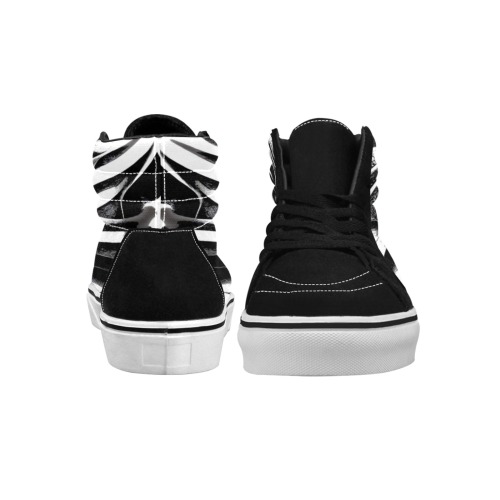 black and White abstract style Men's High Top Skateboarding Shoes (Model E001-1)