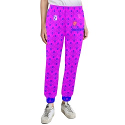 DIONIO Clothing - Ladies' Pink & Navy Blue Olympic B-Ball Sweatpants Women's Casual Sweatpants (Model L72)