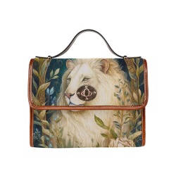 Lion Satchel Bag Waterproof Canvas Bag-Brown (All Over Print) (Model 1641)