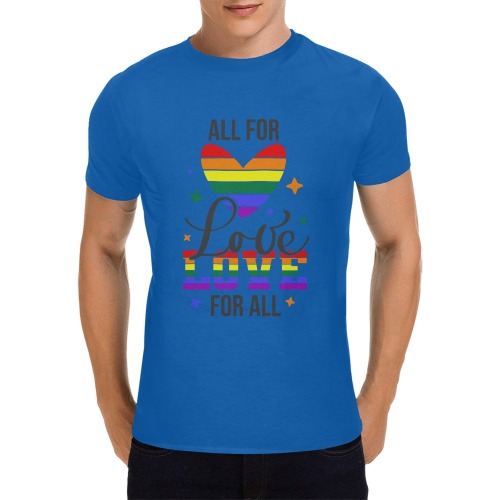 All For Love Love For All (Blue) Men's T-Shirt in USA Size (Front Printing Only)