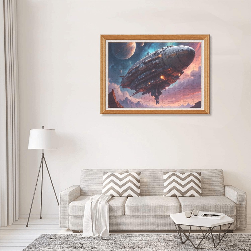 Cool Spaceship Moon 300-Piece Wooden Photo Puzzles