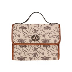 Lovely Traditional Vintage Floral Waterproof Canvas Bag-Brown (All Over Print) (Model 1641)