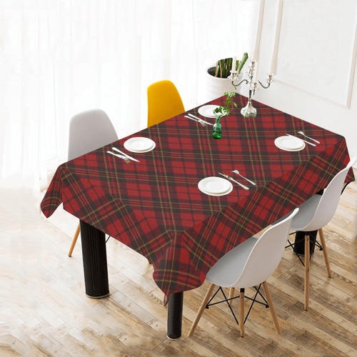 Red tartan plaid winter Christmas pattern holidays Cotton Linen Tablecloth 60"x 84"