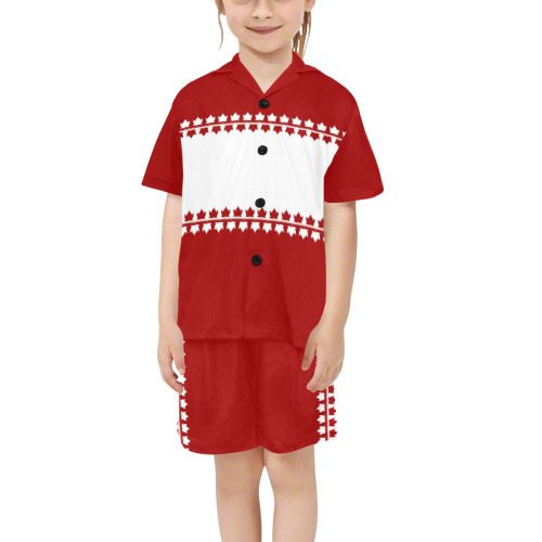 Classic Canada Little Girls' V-Neck Short Pajama Set