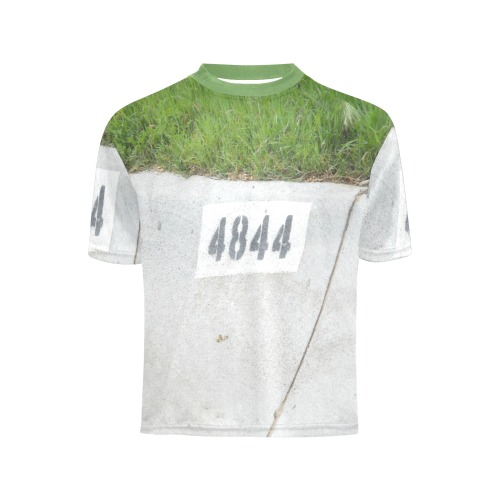 Street Number 4844 with green collar Little Girls' All Over Print Crew Neck T-Shirt (Model T40-2)