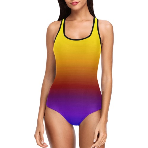 yel red pink blue Vest One Piece Swimsuit (Model S04)