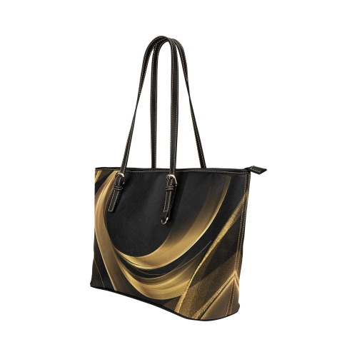 Black Leather Tote Gold Swirl Leather Tote Bag/Large (Model 1651)