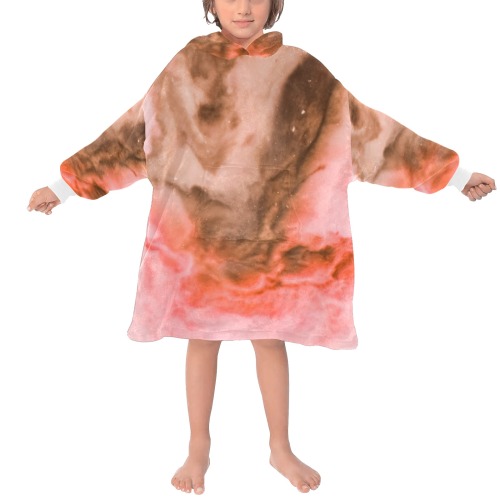 Pink marbled space 01 Blanket Hoodie for Kids