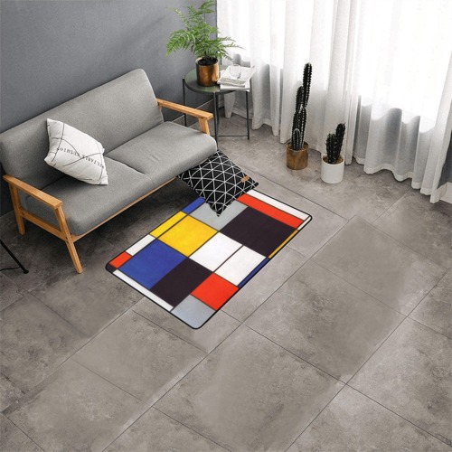 Composition A by Piet Mondrian Area Rug with Black Binding 2'7"x 1'8‘’