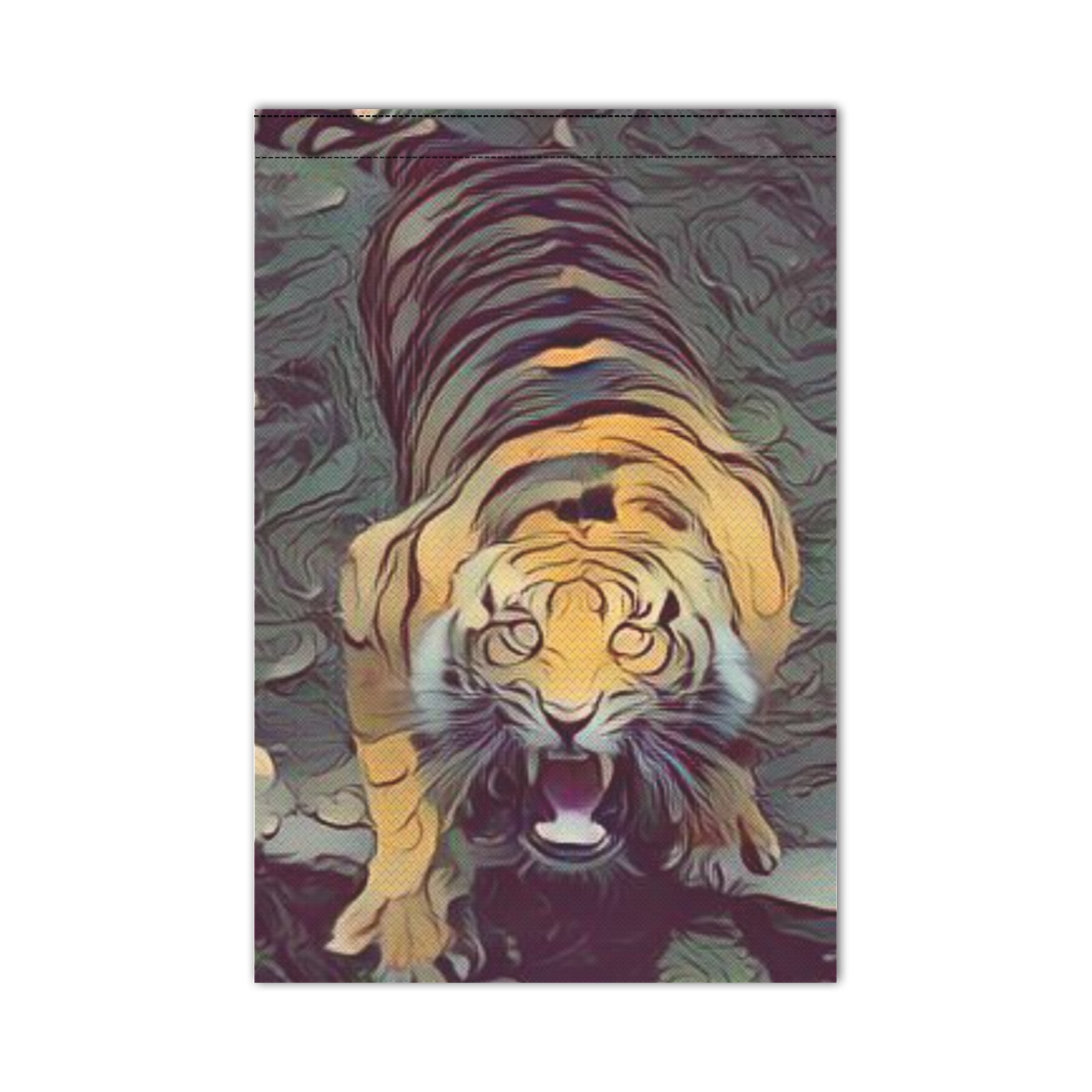 Tiger Color Painted Looking Up Garden Flag 12‘’x18‘’(Twin Sides)