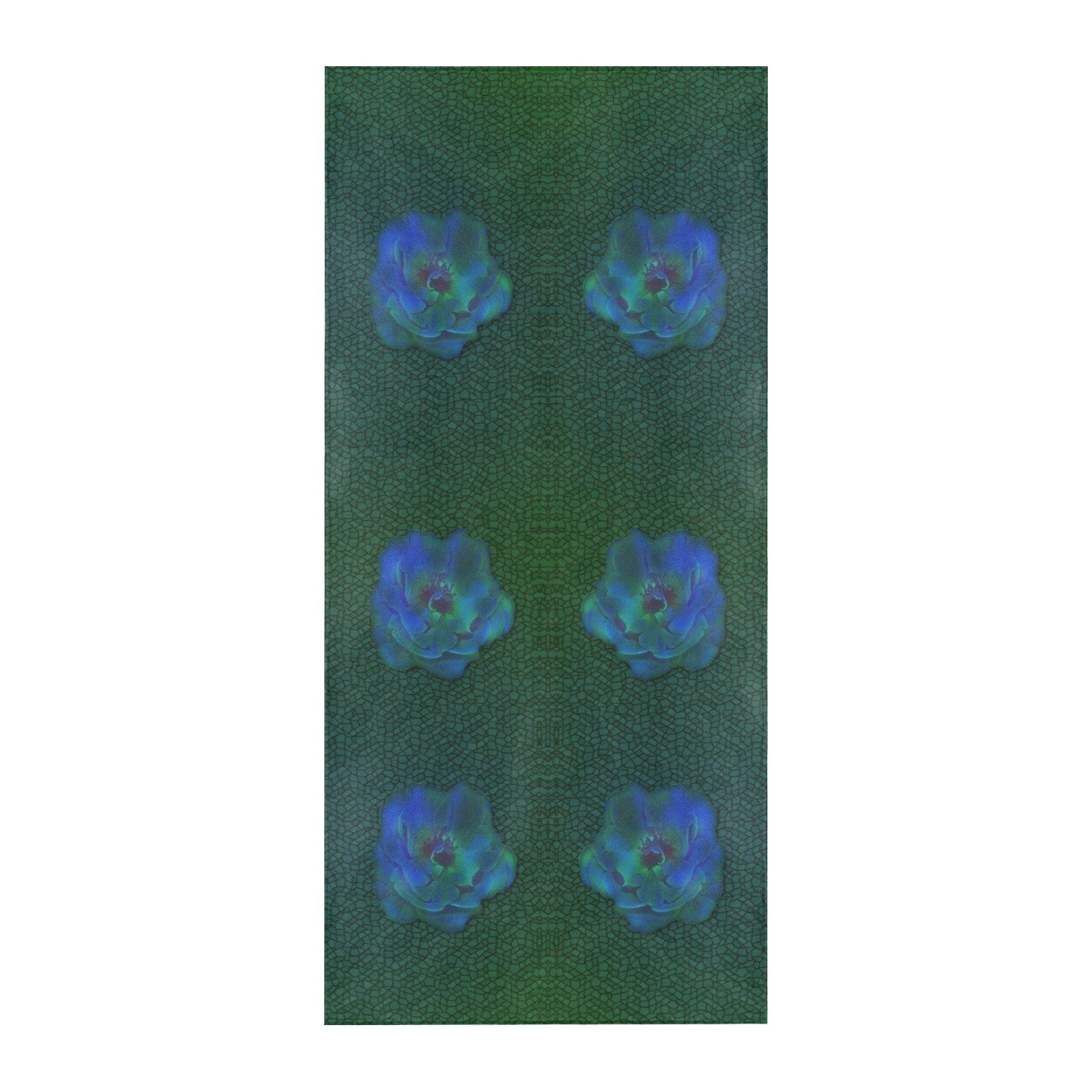 blue roses on mosaic Beach Towel 32"x 71"