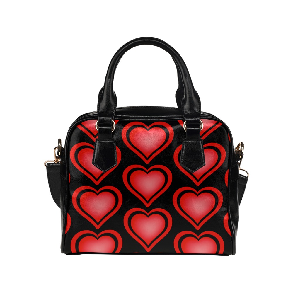 Heart shoulder hand bag black Shoulder Handbag (Model 1634)