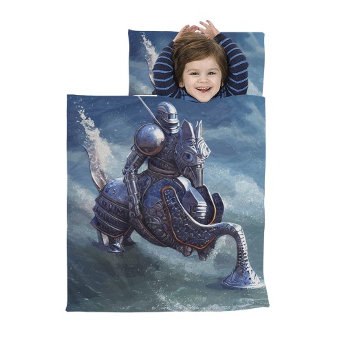 Fantasy robotic knight on a mechanical sea-horse Kids' Sleeping Bag