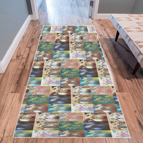 Sheep With Filters Collage Area Rug 9'6''x3'3''