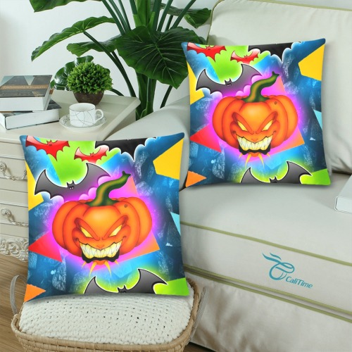 Halloweens monster Custom Zippered Pillow Cases 18"x 18" (Twin Sides) (Set of 2)