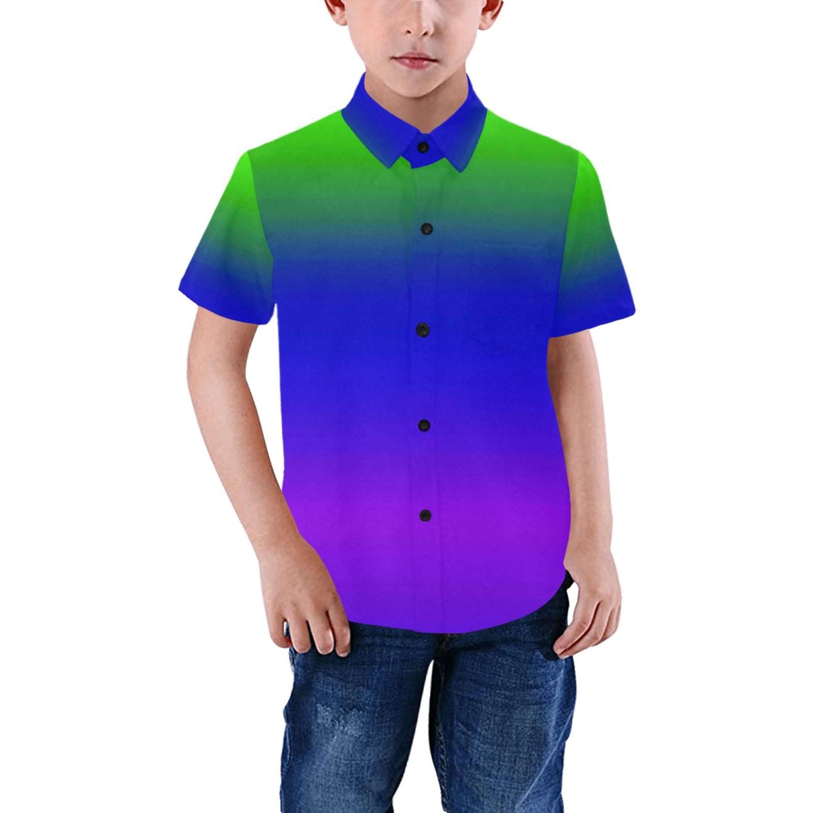 rainbow blugre Boys' All Over Print Short Sleeve Shirt (Model T59)