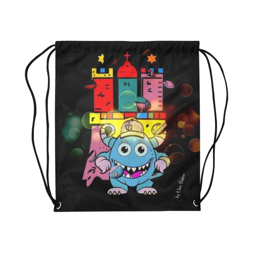Moin Monster Hamburg by Nico Bielow Large Drawstring Bag Model 1604 (Twin Sides)  16.5"(W) * 19.3"(H)