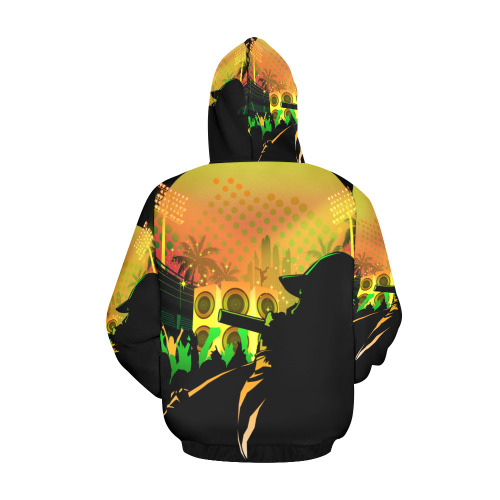 Rock The Crowd All Over Print Hoodie for Men (USA Size) (Model H13)