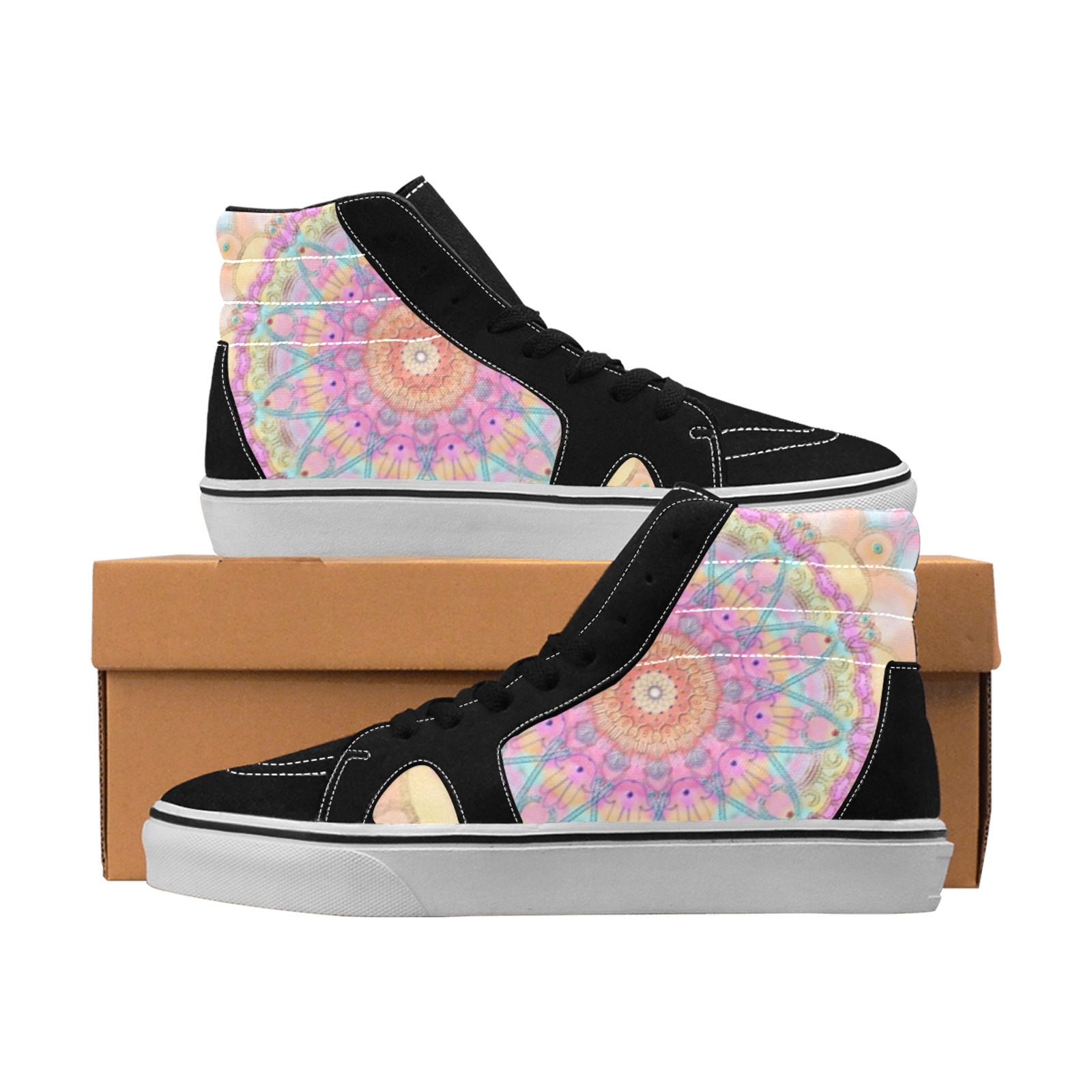 confetti Women's High Top Skateboarding Shoes (Model E001-1)