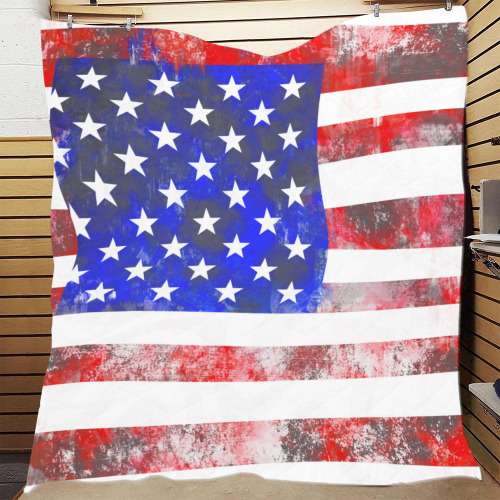 Extreme Grunge American Flag of the USA Quilt 70"x80"