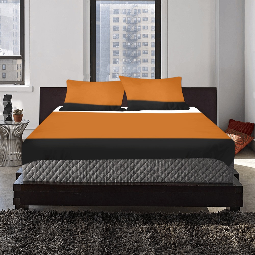 White, Orange and Black Ombre 3-Piece Bedding Set