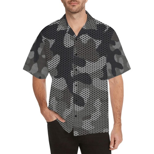 Grey Camo Hawaiian Shirt (Model T58)