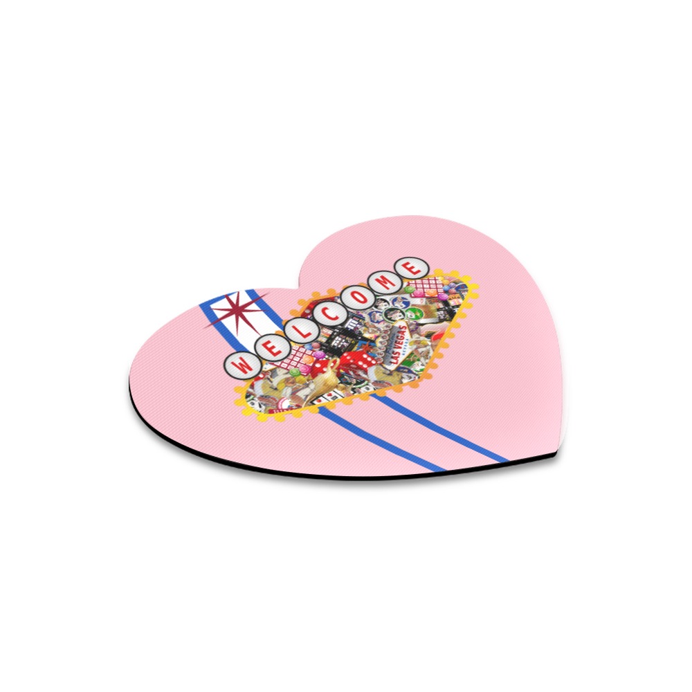 Las Vegas Icons Sign Gamblers Delight - Pink Heart-shaped Mousepad