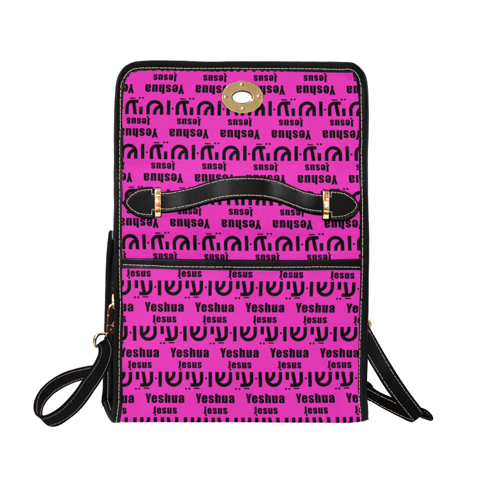 Yeshua Purse Pink Waterproof Canvas Bag-Black (All Over Print) (Model 1641)