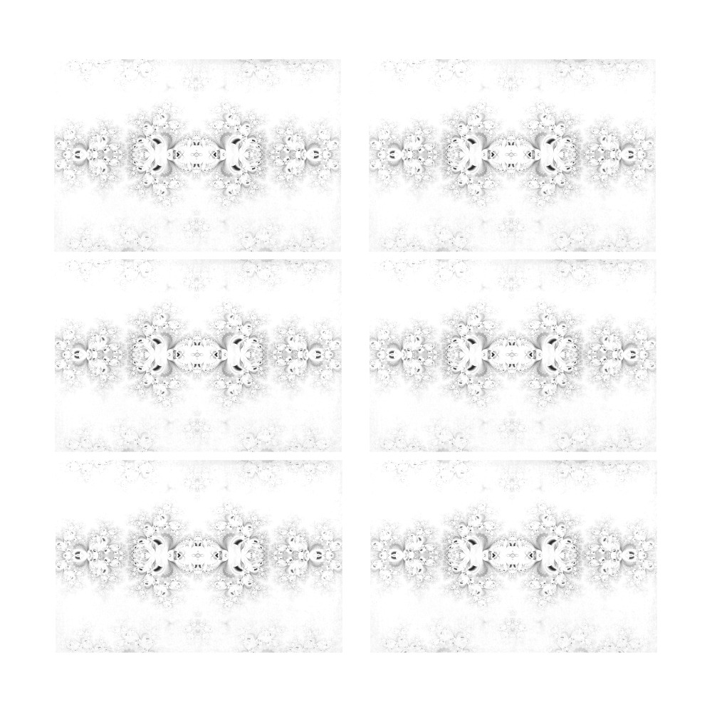 Snowy Winter White Frost Fractal Placemat 12’’ x 18’’ (Set of 6)