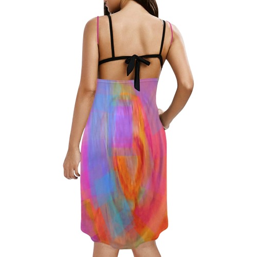 Mandala Collection Spaghetti Strap Backless Beach Cover Up Dress (Model D65)