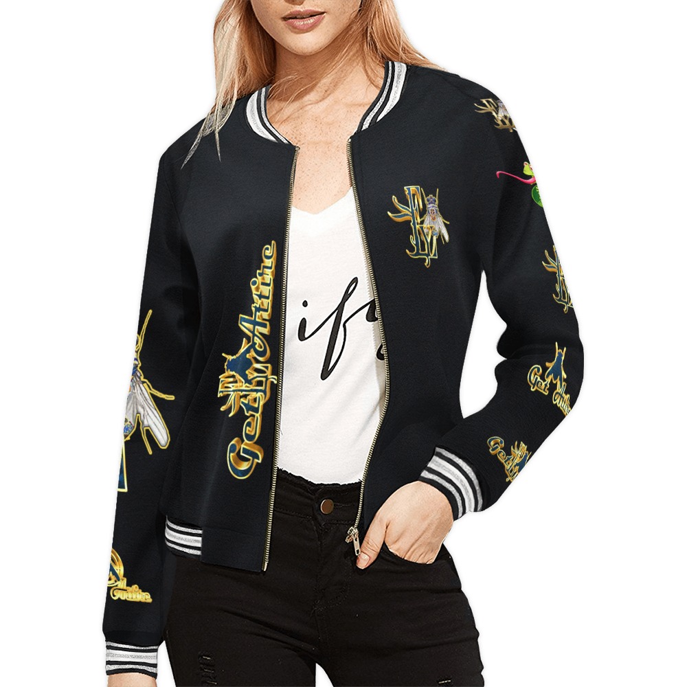 Fly Baby Collectable Fly All Over Print Bomber Jacket for Women (Model H21)