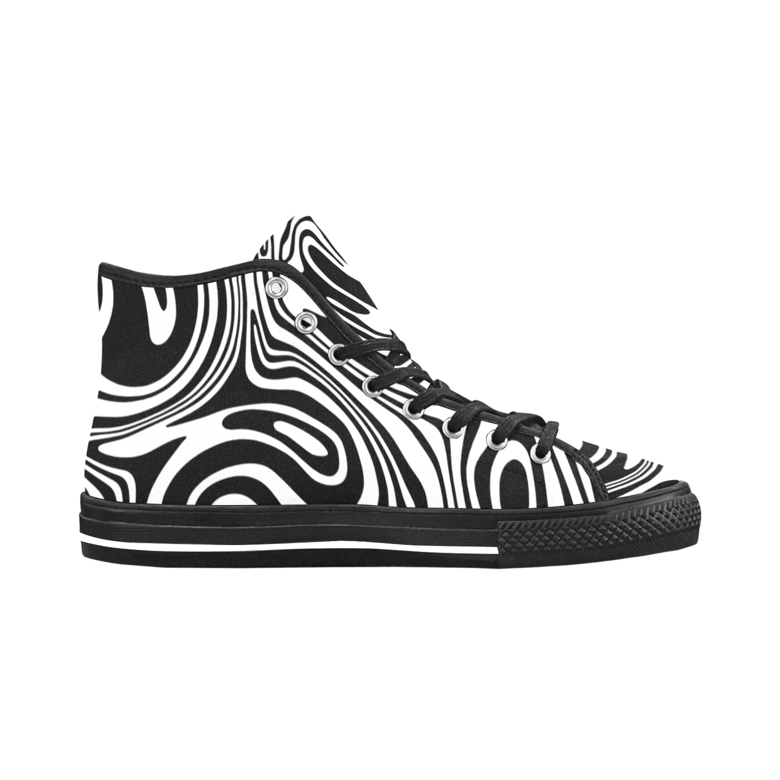 Black and White Marble Vancouver H Women's Canvas Shoes (1013-1)
