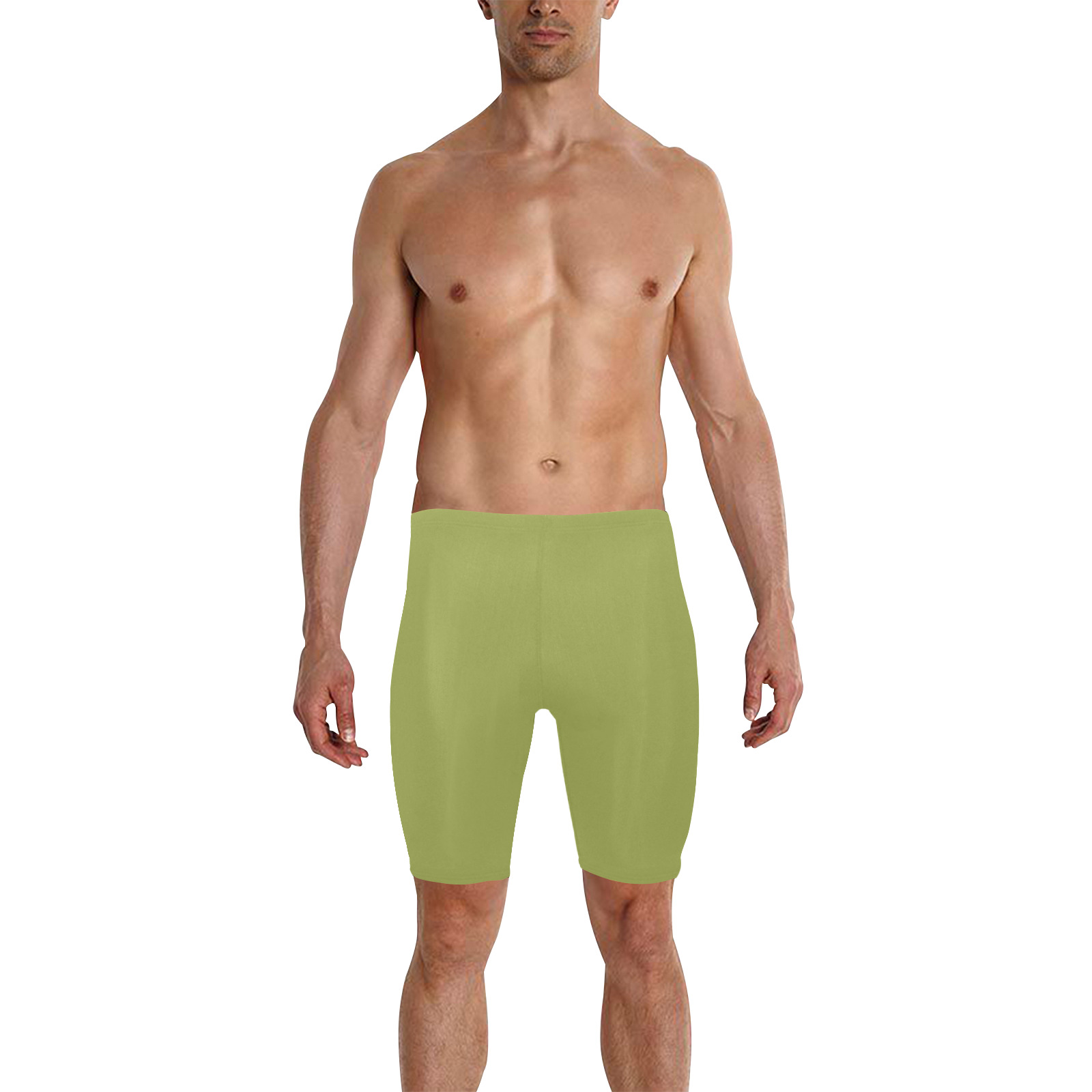 GREEN Men's Knee Length Swimming Trunks (Model L58)