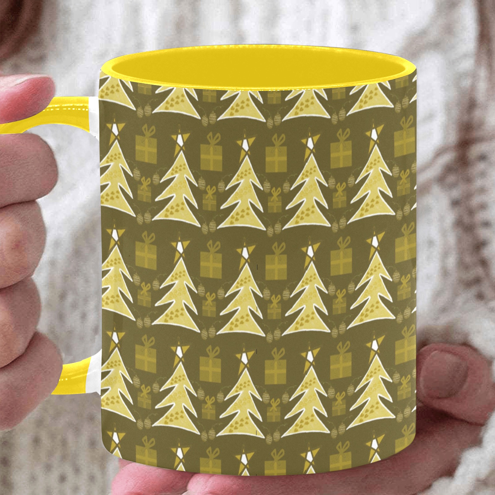 Christmas special trees pattern Custom Inner Color Mug (11oz)
