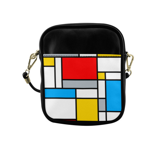 Mondrian Style Color Composition Geometric Retro Art Sling Bag (Model 1627)