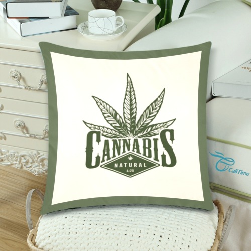 Cannabis Pillow Custom Zippered Pillow Cases 18"x 18" (Twin Sides) (Set of 2)