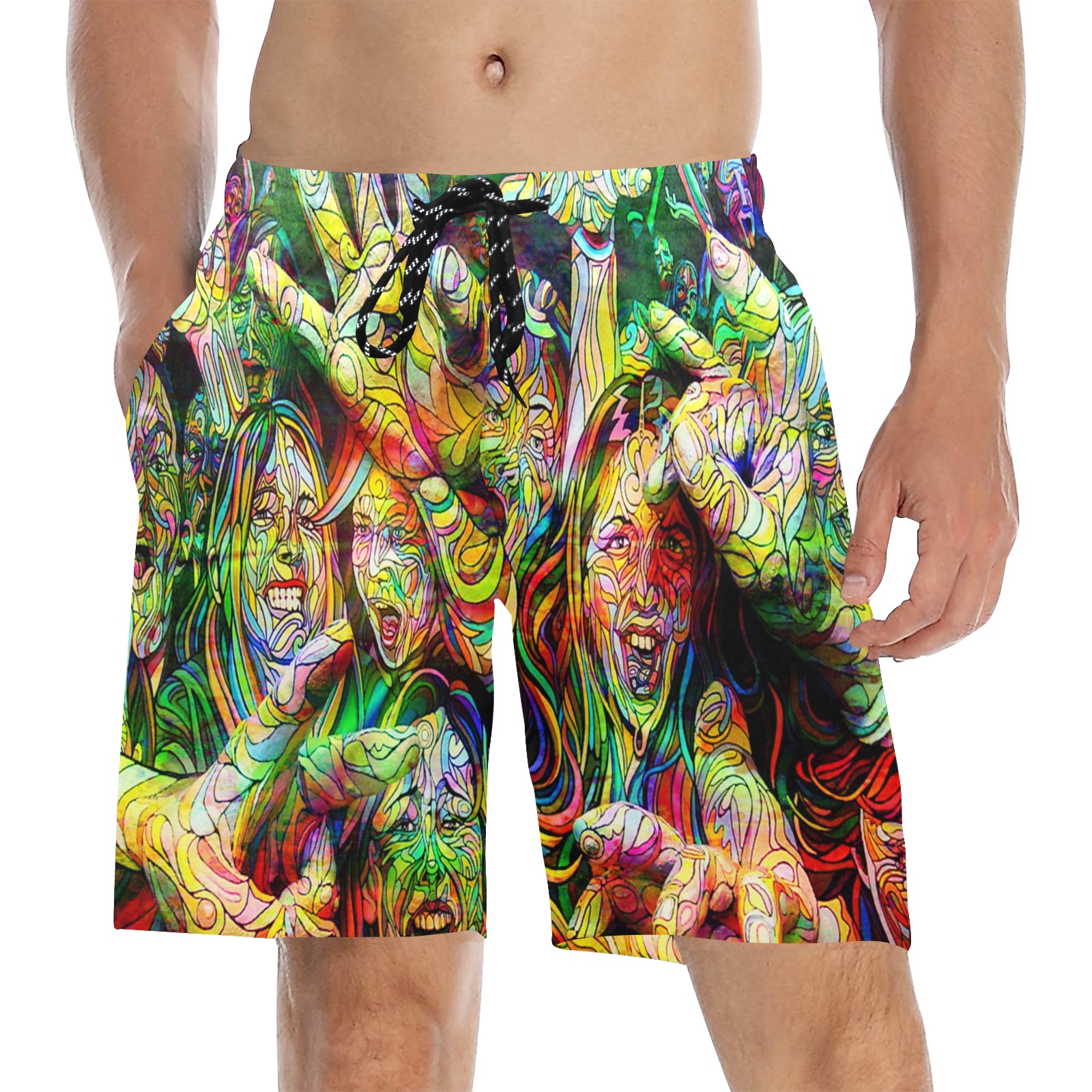 Living Layers Men's Mid-Length Beach Shorts (Model L51)