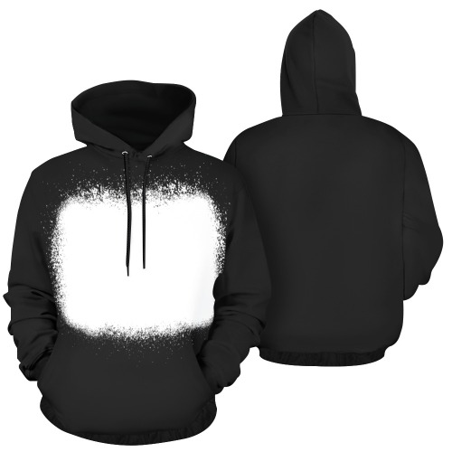 Black Faux Bleached Front All Over Print Hoodie for Men (USA Size) (Model H13)