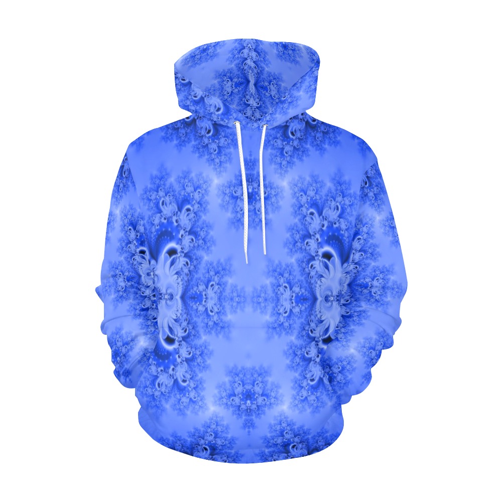 Blue Sky over the Bluebells Frost Fractal All Over Print Hoodie for Men (USA Size) (Model H13)