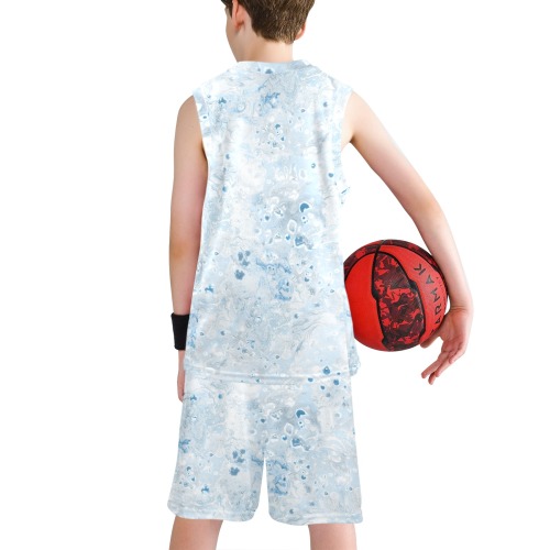 marbling 6-6 Boys' V-Neck Basketball Uniform