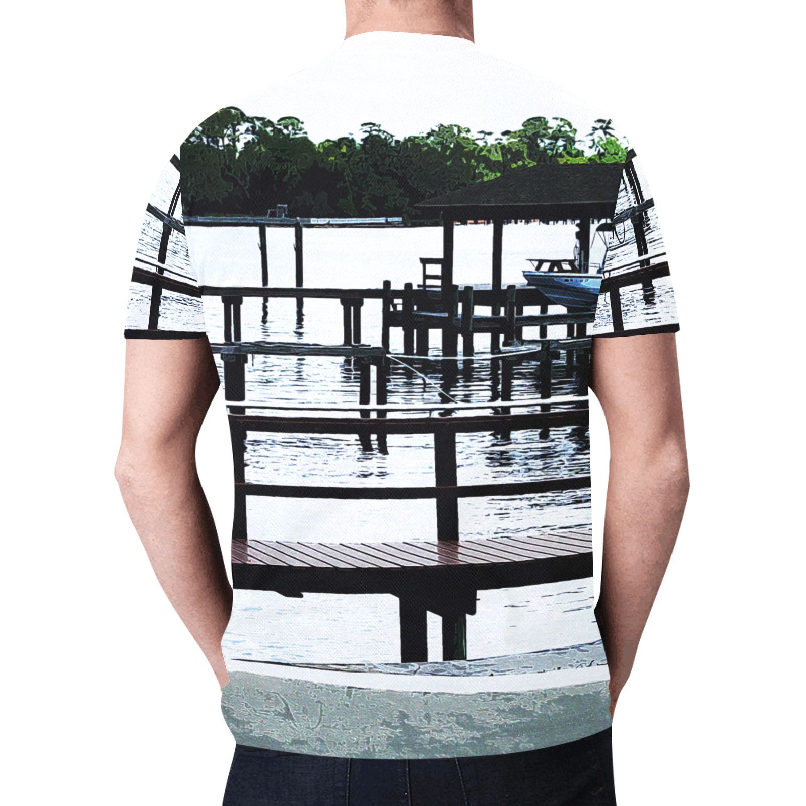 Docks On The River 7580 New All Over Print T-shirt for Men (Model T45)