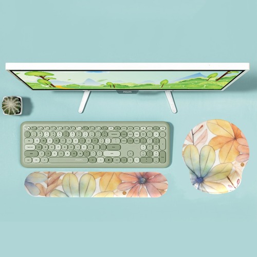 Watercolor Floral 2 Keyboard Mouse Pad Set with Wrist Rest Support